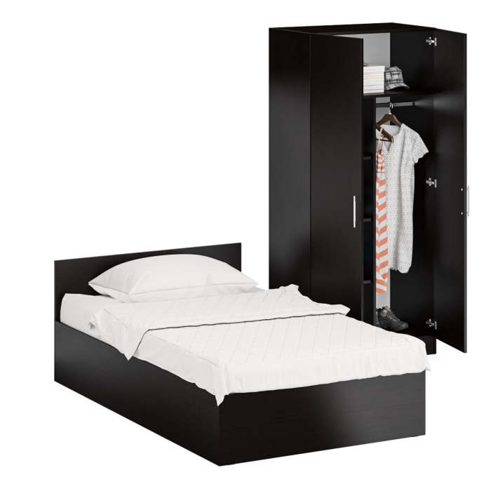 Спальные гарнитуры, Кровать односпальная 1200 со шкафом для одежды 2-х створчатым Стандарт