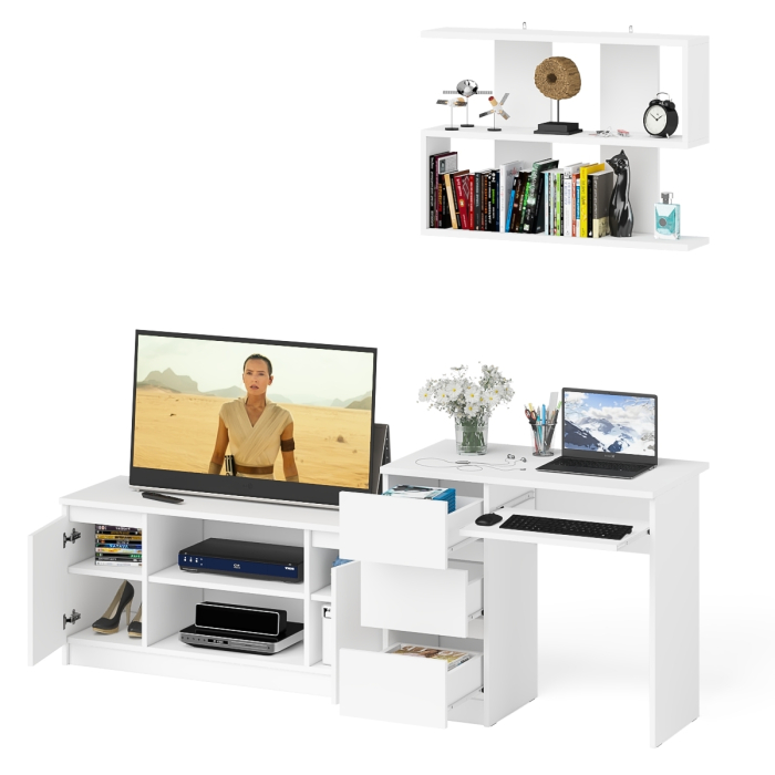 Прямые компьютерные столы, Мори стол компьютерный МС-6 левый с тумбой МТВ1200.1 и навесной открытой полкой