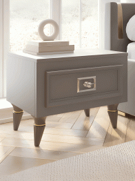 Тумба прикроватная Валенсия с ящиком выдвижным 55х40х42 см (серебро)