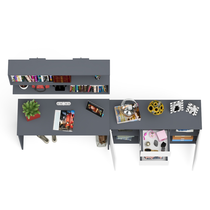 Прямые компьютерные столы, Стол письменный Мори 1200 с открытой полкой и тумбой-комодом