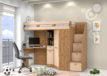 Кровать чердак  Golden Kids 6 дуб вотан