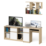 Прямые компьютерные столы, Тумба для техники МТВ1204.1 с компьютерным столом Мори МС-1 левым и полкой навесной