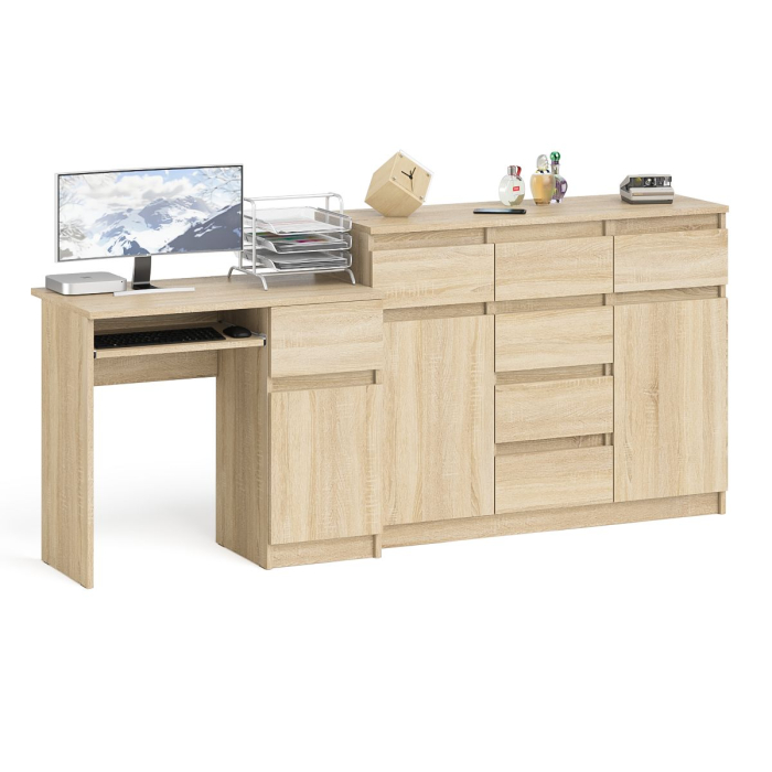 Компьютерные столы, Тумба-комод с дверками и ящиками Мори МК1200.4 и стол компьютерный МС-1 правый