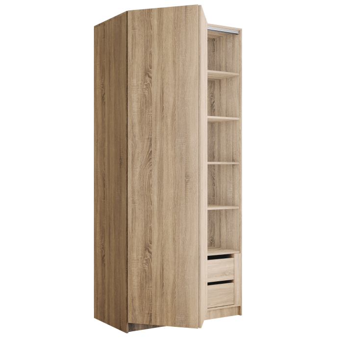 Шкафы распашные, Шкаф складной Е1 Локер ("Гармошка" с системой Push to Move/Левый)101х52,5х220 см, с полками и модулем