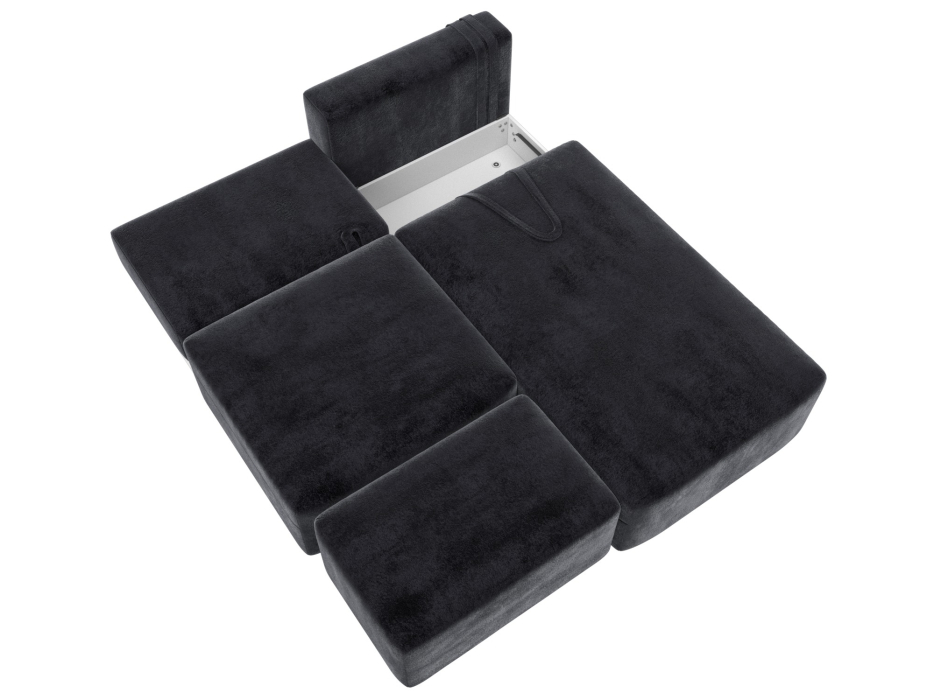 Диваны угловые в гостиную, Диван угловой модульный с пуфом Лига-060 НПБ угол универсальный, велюр TOWER