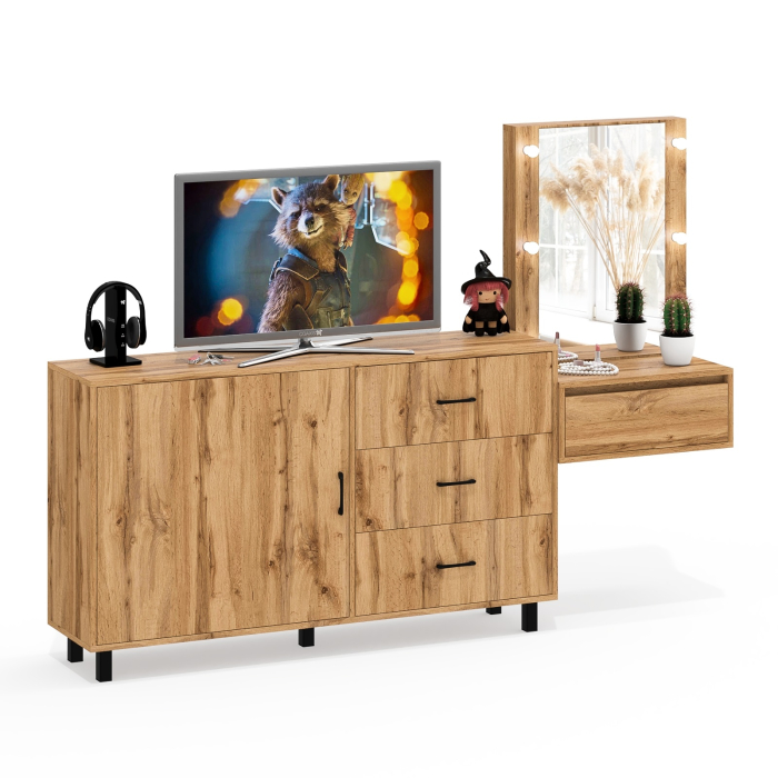 Туалетные столики, Стол косметический навесной с подсветкой и комод 122-1504