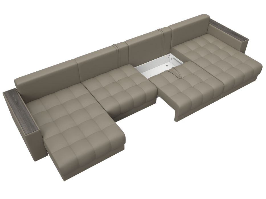 Дизайнерские диваны для гостиной, Диван П-образный с декором Лига-049 НПБ Лонг, экокожа GRIFON