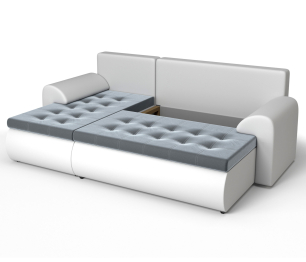 Угловой диван Ванкувер левый, экокожа/велюр