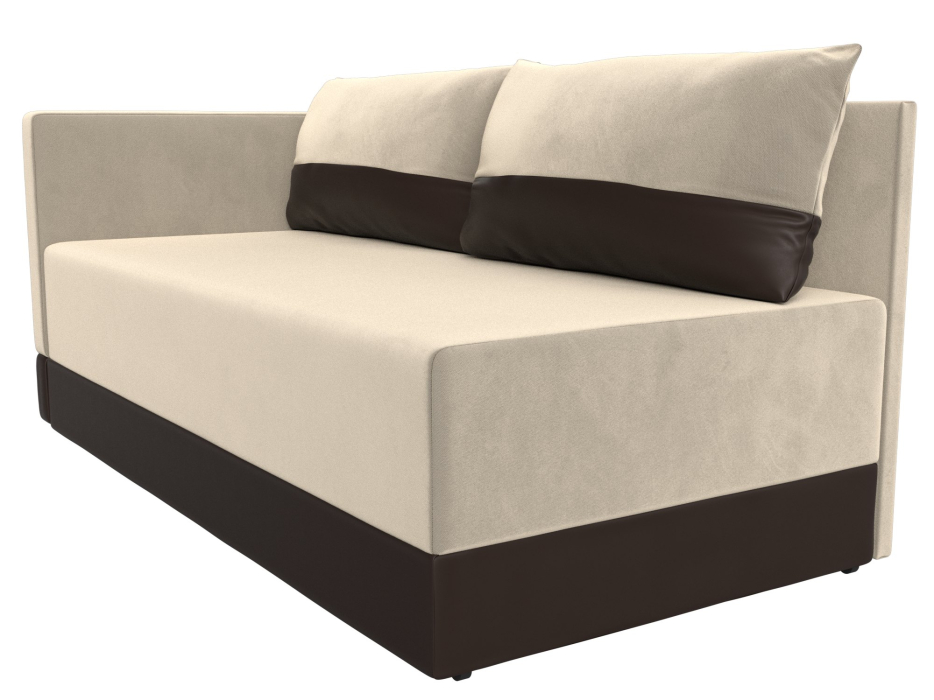 Кушетка диван, Кушетка Никас левая, микровельвет / экокожа