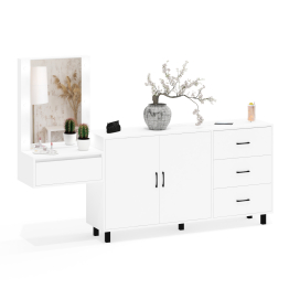 Косметический навесной столик с подсветкой и комод с ящиками и дверками 123-1604