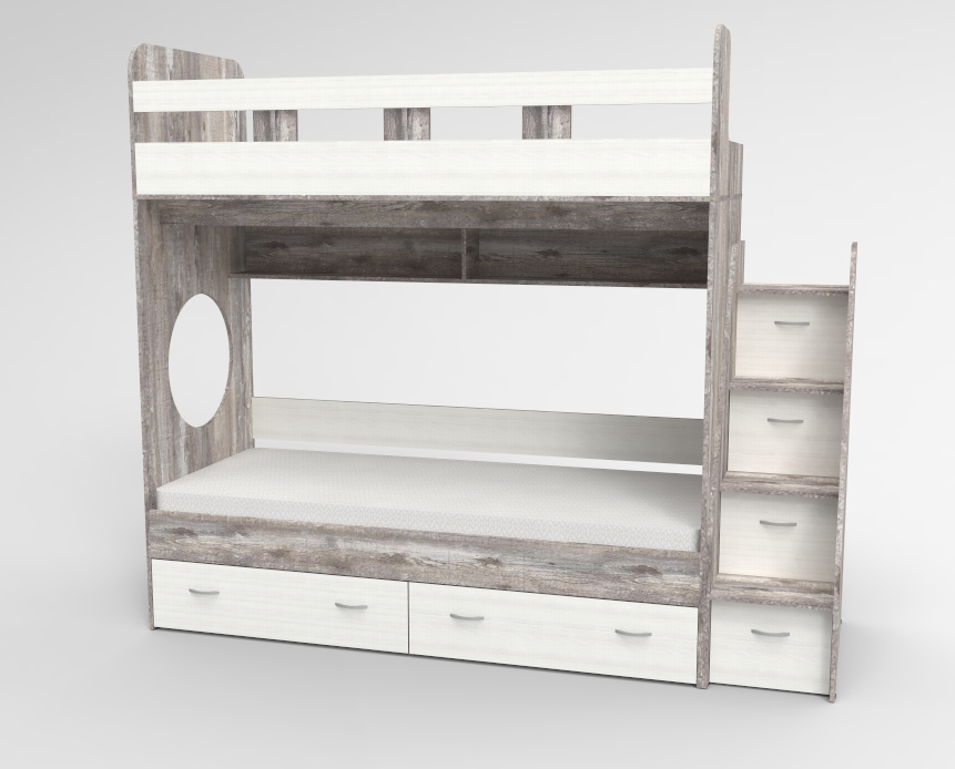 Для подростка, Трехъярусная кровать Юниор,  Бетон