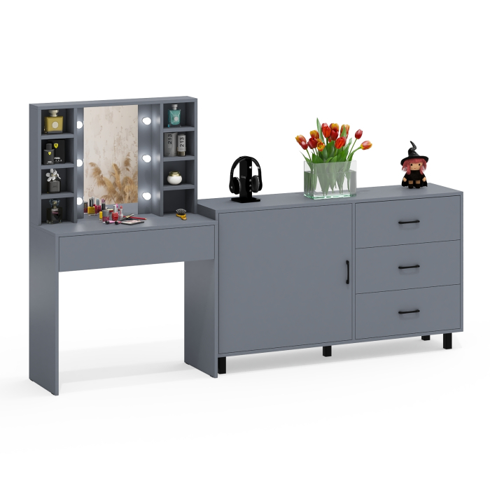 Туалетные столики, Столик туалетный с полочками и с подсветкой и комод 122-1504