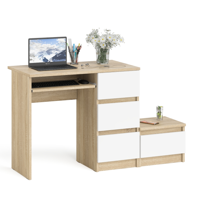Прямые компьютерные столы, Стол компьютерный Мори МС-6 правое исполнение с тумбочкой 400-1