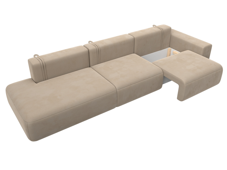 Диваны еврокнижки, Диван прямой Лига-036 Модерн Лонг подлокотник справа, велюр