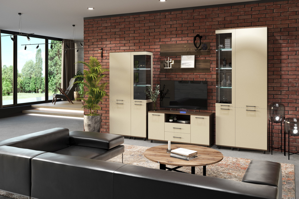 Стенки для гостиной, Модульная гостиная Грейс композиция 3  Гикори Джексон Темный