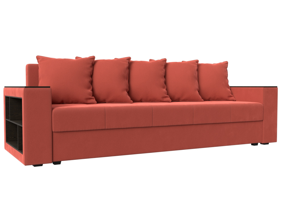 Диваны кровати со спальным местом, Диван прямой Дубай Лайт полки слева, микровельвет