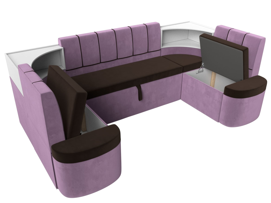 Кухонные уголки, Кухонный П-образный диван Тефида, микровельвет