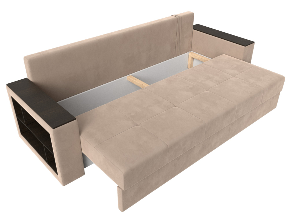 Диваны прямые, Диван прямой Дубай Лайт полки слева, велюр