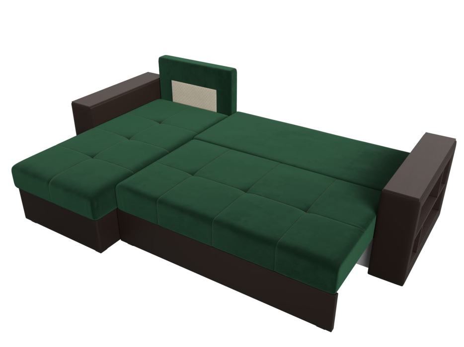 Диваны угловые в гостиную, Диван угловой Дубай Лайт, велюр/экокожа, левый угол