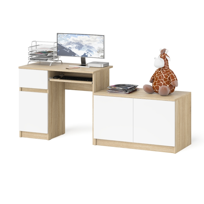 Прямые компьютерные столы, Компьютерный стол ящик и дверка Мори МС-1 левый с широкой тумбой 900