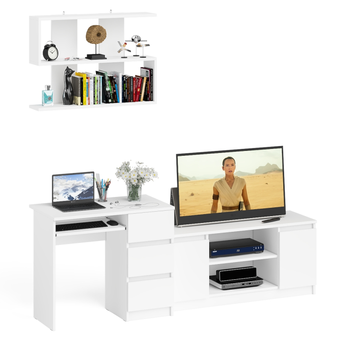 Прямые компьютерные столы, МС-6 стол ящики справа с тумбой Мори 1200-1 и полкой на 900