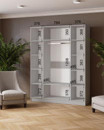 Шкаф комбинированный Ларс 1600 (с зеркалом)