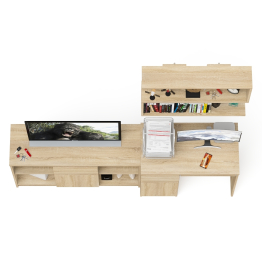 Тумба для техники МТВ1204.1 с компьютерным столом Мори МС-1 левым и полкой навесной