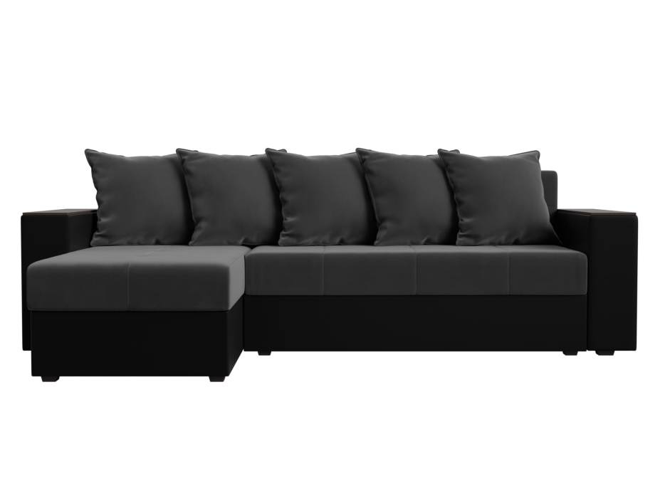 Диваны угловые в гостиную, Диван угловой Дубай Лайт, велюр/экокожа, левый угол