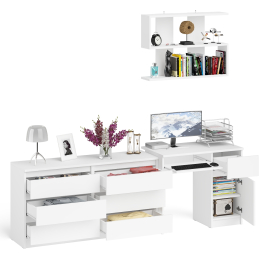 Комод шесть ящиков Мори МК1380.6 со столом с ящиком и дверкой справа и полка