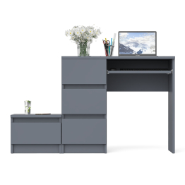 Компьютерный стол три ящика Мори МС-6 левый с тумбой 400