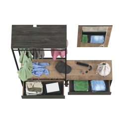 Прихожая 15.120 с зеркалом и тумбой для обуви с сиденьем Трувор