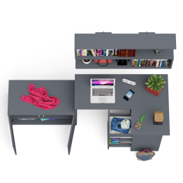 Компьютерный угловой стол Мори МС-16 правый с открытой полкой на 1200 и 2-х дверной тумбочкой