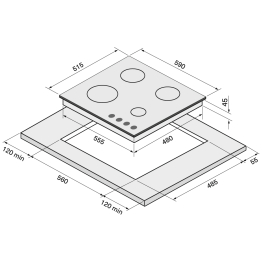 Газовая варочная поверхность (независимая) KRONA HAGEL 60  W