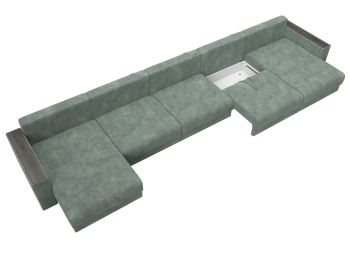 Диван П-образный с декором Лига-049 НПБ Мегалонг, велюр BRUT