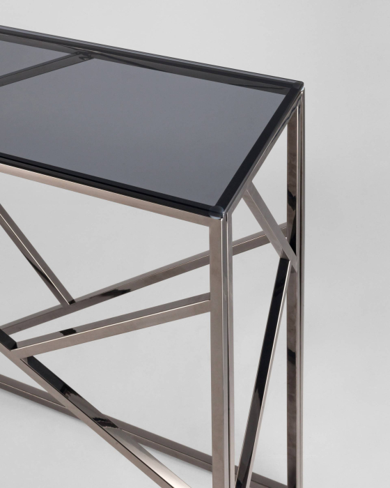 Открытые, Консоль АРТ ДЕКО 115х30 (Стекло smoke/Сталь тёмный хром)