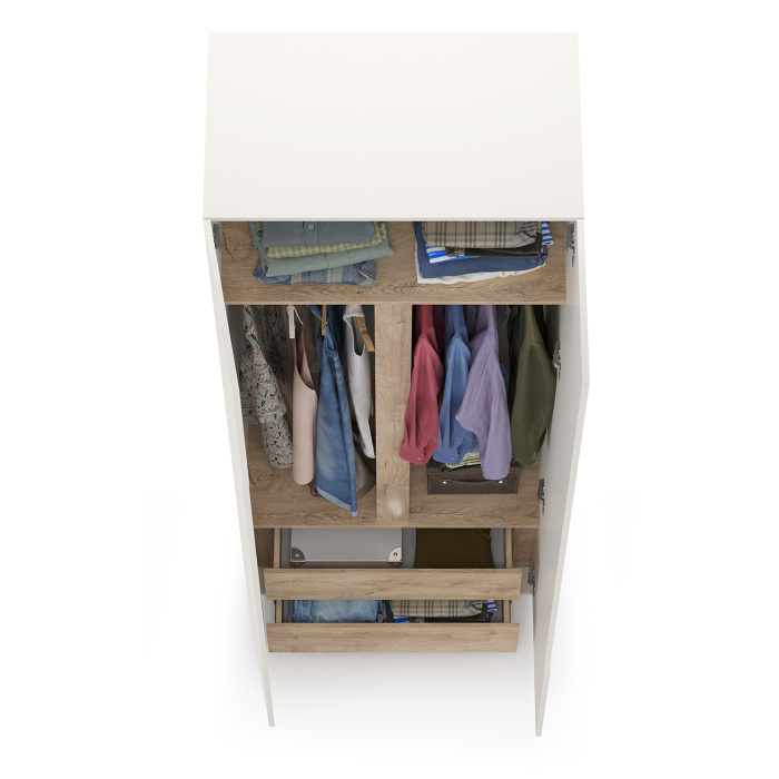 Шкафы двухстворчатые, Шкаф двухстворчатый Муссон 13.198 белый/дуб эндгрейн элегантный