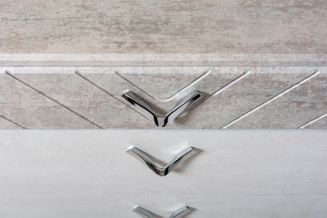 Модульные cпальни, Спальня Амели № 7 шёлковый камень/бетон чикаго беж, 9 предметов мебели