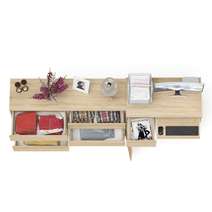 Компьютерные столы, Комод 6-ть ящиков Мори 1380 и стол компьютерный МС-1 дверка и ящик слева