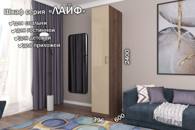 Распашной шкаф Лайф для одежды 40*60*240 Дуб экспрессив