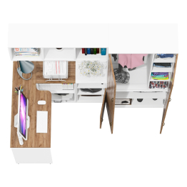 Место для работы дома Лидер-8 из стола для работы с полкой для бумаг с тумбой 3.19 и шкафом 20Б