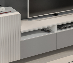 Гостиная (стенка) Тренд Белый/МДФ Джаз Светло-серый/МДФ Modern Светло-серый