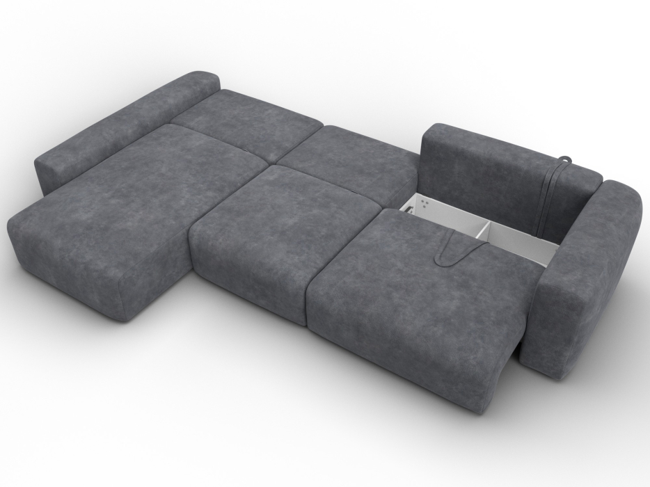 Диваны угловые в гостиную, Диван угловой Лига-066 НПБ Лонг угол левый, велюр BRUT