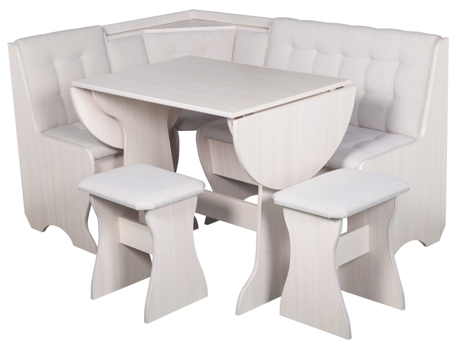 Кухонные уголки, Кухонный уголок Стиль 1Л (со столом СТ-2У) Дуб млечный / велюр