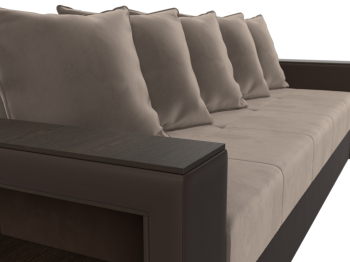 Диван прямой Дубай Лайт полки слева, велюр/экокожа