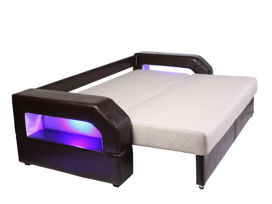 Диваны прямые, Диван-кровать еврокнижка, Манчестер 160 с подсветкой , рогожка/экокожа