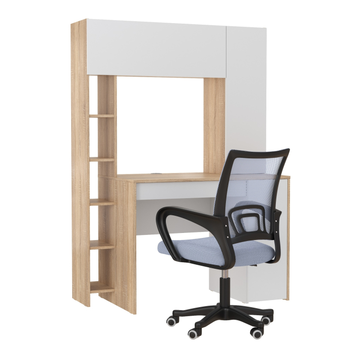 Прямые компьютерные столы, Компьютерный стол Комфорт 12.71 и офисное кресло 103 серого цвета