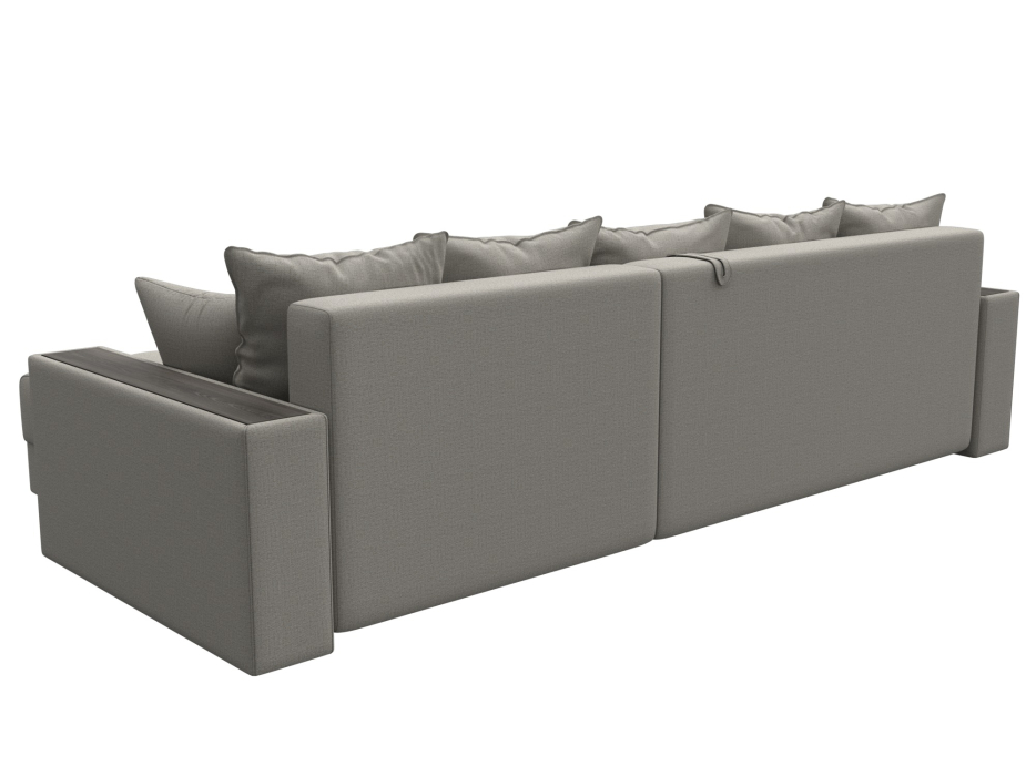 Диваны угловые в гостиную, Диван угловой с декором и полкой Лига-050 НПБ, рогожка Амур