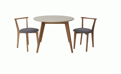 Стол Сканди К 100 натур/слоновая кость со стульями Франк натур рогожка серый