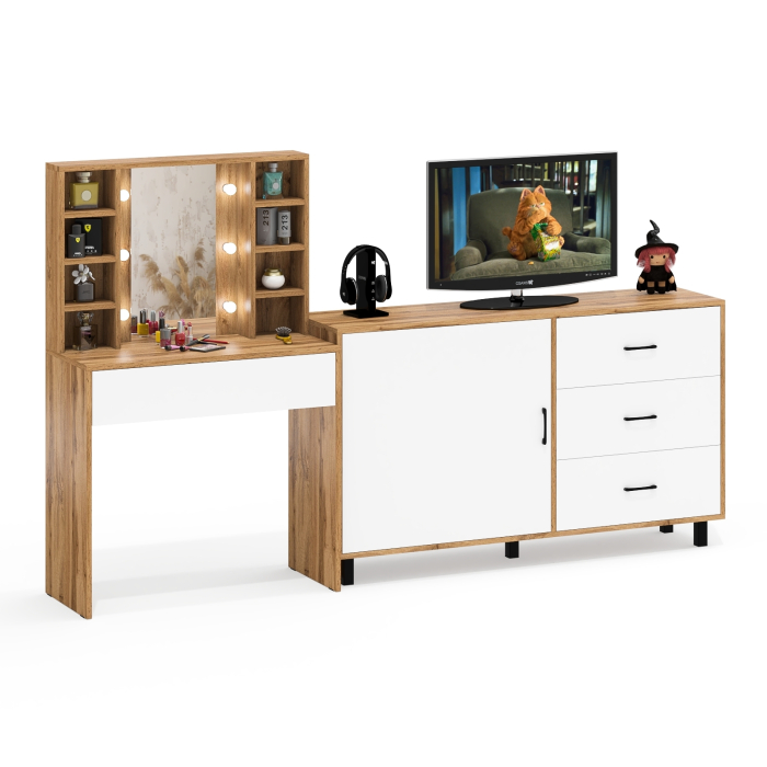 Туалетные столики, Столик туалетный с полочками и с подсветкой и комод 122-1504