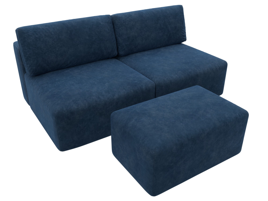 Диваны еврокнижки, Диван прямой модульный с пуфом Лига-060 НПБ, велюр BRUT